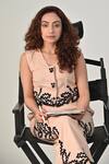 Shop_Baani Khurana_Beige Cotton, Linen Embroidery Round Neck And Black Designer Top & Pant Set _Online_at_Aza_Fashions