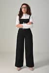 Shop_Baani Khurana_Black Cotton, Linen, Poplin Embroidery Square Neck Designer Top And Pant Set _at_Aza_Fashions