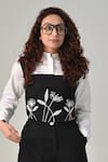 Shop_Baani Khurana_Black Cotton, Linen, Poplin Embroidery Square Neck Designer Top And Pant Set _Online_at_Aza_Fashions