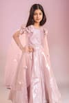 Samyukta Singhania_Pink Satin Fabric Flowers Designer Gown _Online_at_Aza_Fashions