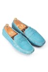 Buy_Domani_Sky Blue Gommino Suede Penny Loafers _at_Aza_Fashions