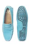 Shop_Domani_Sky Blue Gommino Suede Penny Loafers _at_Aza_Fashions