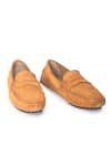 Buy_Domani_Brown Gommino Suede Penny Loafers _Online_at_Aza_Fashions