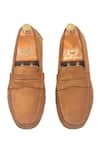 Shop_Domani_Brown Gommino Suede Penny Loafers _Online_at_Aza_Fashions