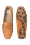 Shop_Domani_Brown Gommino Suede Penny Loafers _at_Aza_Fashions