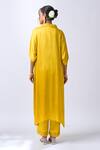 Shop_House Of Pink_Yellow Modal, Silk, Organza Zari, Embroidery Mango Kaftan Pant Dupatta Set _at_Aza_Fashions