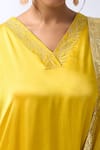 House Of Pink_Yellow Modal, Silk, Organza Zari, Embroidery Mango Kaftan Pant Dupatta Set _at_Aza_Fashions
