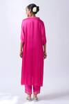 Shop_House Of Pink_Pink Modal, Organza Zari, Embroidery V-neck Rani Kaftan Pant Dupatta Set _at_Aza_Fashions