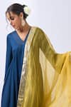 House Of Pink_Blue Modal, Silk, Organza Embroidery, Zari Royal Anarkali Set With Dupatta _Online_at_Aza_Fashions