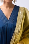 Buy_House Of Pink_Blue Modal, Silk, Organza Embroidery, Zari Royal Anarkali Set With Dupatta 