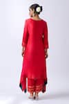 Shop_House Of Pink_Red Modal, Silk, Organza Zari V-neck Asymmetrical Kurta Set With Dupatta _at_Aza_Fashions