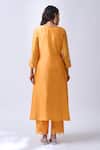 Shop_House Of Pink_Orange Chanderi, Organza Embroidery, Pearls V-neck Light Kurta Set _at_Aza_Fashions