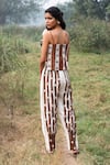 Shop_Kushani_Brown Linen, Silk, Cotton Applique, Embroidery Square Mocha Floral Co-ord Set _at_Aza_Fashions