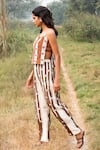 Shop_Kushani_Brown Linen, Silk, Cotton Applique, Embroidery Square Mocha Floral Co-ord Set _Online_at_Aza_Fashions