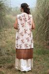Shop_Kushani_Ivory Satin, Linen, Silk Lace, Earthy Petal Jacket And Sundance Whispers Dress _at_Aza_Fashions