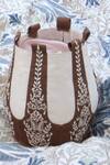 Shop_Kushani_Ivory Embroidery Floral Bucket Handbag _at_Aza_Fashions