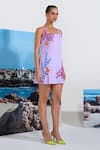 Nautanky_Lilac Cotton, Linen Beads, Piping Square Neck Cove Crushin Dress _Online_at_Aza_Fashions