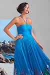 Shop_Nautanky_Blue Chiffon Sequins Halter Neck High Tide Hottie Dress _Online_at_Aza_Fashions