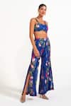 Buy_Nautanky_Blue Crepe Round Neck Electric Floral Print Pant Set _Online_at_Aza_Fashions