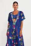 Buy_Nautanky_Blue Crepe Sequins, Smocking Plunge , Sweetheart Electric Kaftan Set _Online_at_Aza_Fashions