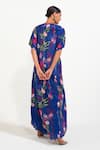 Shop_Nautanky_Blue Crepe Sequins, Smocking Plunge , Sweetheart Electric Kaftan Set _at_Aza_Fashions