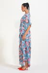 Nautanky_Sky Blue Crepe Sequins V-neck Shellfie Queen Kaftan _Online_at_Aza_Fashions
