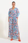 Buy_Nautanky_Sky Blue Crepe Sequins V-neck Shellfie Queen Kaftan _Online_at_Aza_Fashions