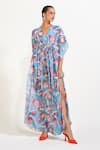 Buy_Nautanky_Sky Blue Crepe Sequins V-neck Shellfie Queen Kaftan _at_Aza_Fashions