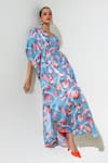 Shop_Nautanky_Sky Blue Crepe Sequins V-neck Shellfie Queen Kaftan _Online_at_Aza_Fashions