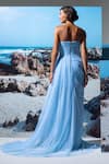 Shop_Nautanky_Blue Cotton, Linen, Net Sequins Off-shoulder Ice Designer Dress _at_Aza_Fashions
