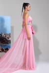Nautanky_Blush Cotton, Net, Linen Sequins, Embroidery Square Pink Scuba Couture Dress _Online_at_Aza_Fashions