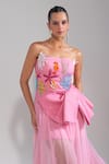 Shop_Nautanky_Blush Cotton, Net, Linen Sequins, Embroidery Square Pink Scuba Couture Dress _Online_at_Aza_Fashions