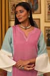 Buy_Nuhh_Purple Handloom Cotton Embroidery V-neck Handwoven Kurta Pant Set _Online_at_Aza_Fashions