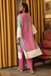 Shop_Nuhh_Purple Handloom Cotton Embroidery V-neck Handwoven Kurta Pant Set _at_Aza_Fashions