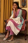 Buy_Nuhh_Purple Handloom Cotton Embroidery V-neck Handwoven Kurta Pant Set 