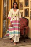 Buy_Nuhh_Multi Color Handloom Cotton Embroidery Multicolor Handwoven Kurta And Pant Set _at_Aza_Fashions