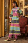 Buy_Nuhh_Multi Color Handloom Cotton Embroidery Multicolor Handwoven Kurta And Pant Set _at_Aza_Fashions