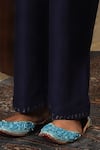 Buy_Nuhh_Blue Handloom Cotton Embroidery Open Neck Handwoven Angarkha Set _Online_at_Aza_Fashions