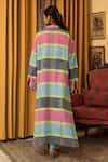 Shop_Nuhh_Multi Color Handloom Cotton Collared Handwoven Kurta And Pant Set _at_Aza_Fashions