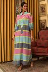Buy_Nuhh_Multi Color Handloom Cotton Collared Handwoven Kurta And Pant Set _at_Aza_Fashions
