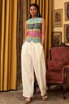 Buy_Nuhh_Multi Color Handloom Cotton Embroidery Multicolor Handwoven Top And Pant Set _at_Aza_Fashions