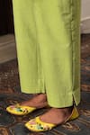 Shop_Nuhh_Green Handloom , Embroidery, Tassels Mandarin Handwoven Kurta Set _Online_at_Aza_Fashions