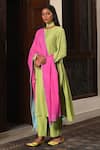 Nuhh_Green Handloom , Embroidery, Tassels Mandarin Handwoven Kurta Set _at_Aza_Fashions