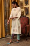 Buy_Nuhh_Off White Handloom Cotton Embroidery Round Neck Kurta And Multicolor Pant _at_Aza_Fashions