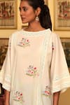 Nuhh_Off White Handloom Cotton Embroidery Round Neck Kurta And Multicolor Pant _Online_at_Aza_Fashions