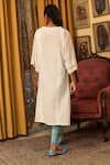 Shop_Nuhh_Off White Handloom Cotton Embroidery Round Neck Kurta And Multicolor Pant _at_Aza_Fashions