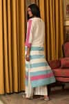 Shop_Nuhh_Off White Handloom Cotton Embroidery Round Neck Striped Kurta And Pant Set _at_Aza_Fashions
