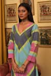 Nuhh_Multi Color Handloom Cotton Embroidery V-neck Handwoven Kurta And Pant _Online_at_Aza_Fashions