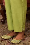 Nuhh_Multi Color Handloom Cotton Embroidery V-neck Handwoven Kurta And Pant _at_Aza_Fashions