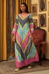 Buy_Nuhh_Multi Color Handloom Cotton Embroidery V-neck Handwoven Kurta And Pant 